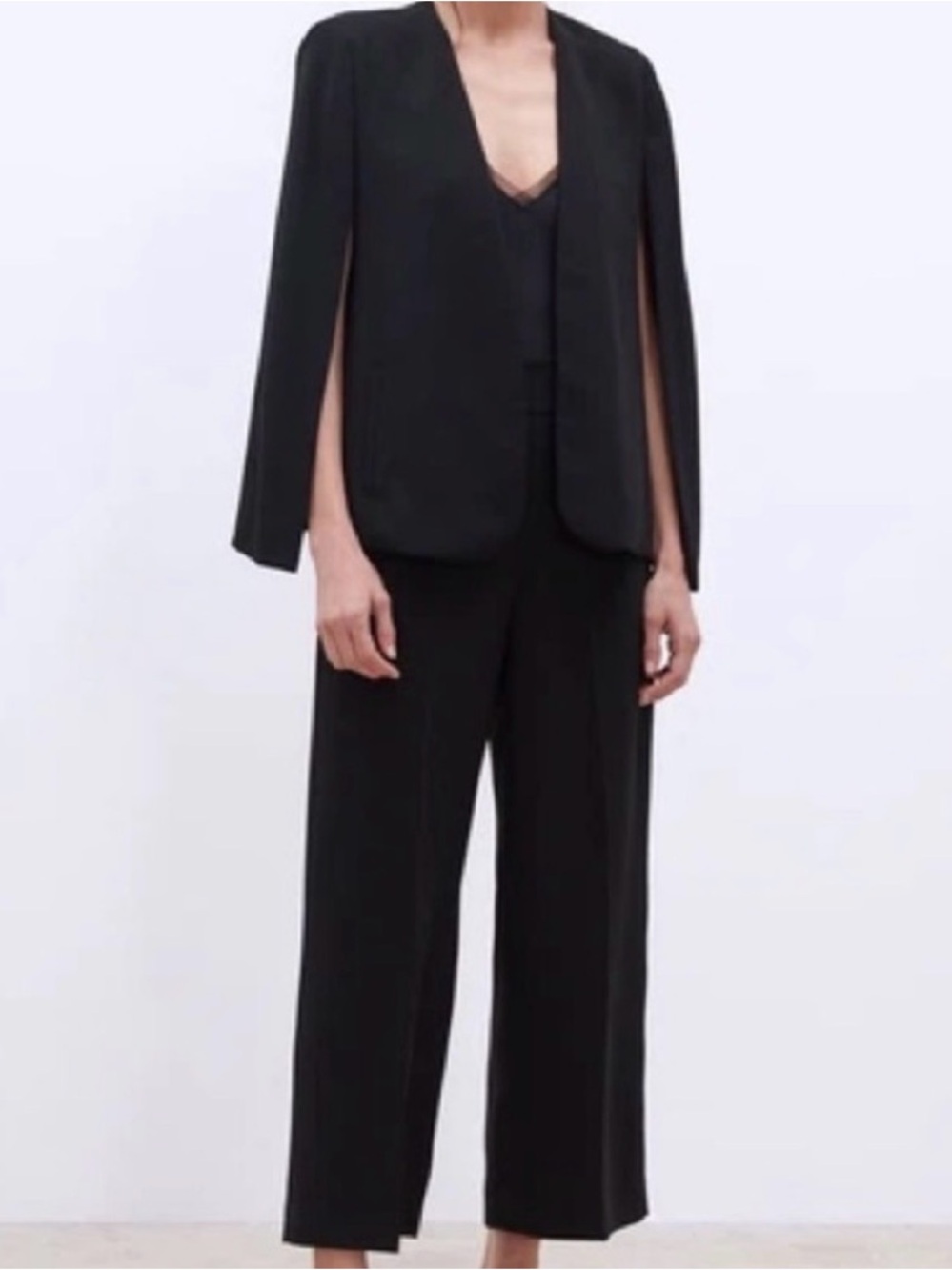 Zara Black Cape-Sleeve Blazer